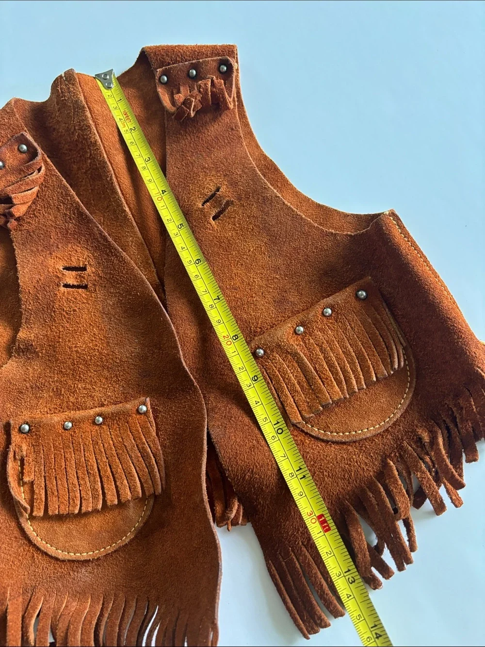 Vintage Sears Kids Suede western Fringe Vest in Rust